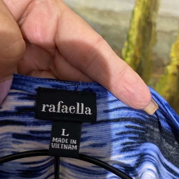 Rafaella size large blue and white drop neckline sleeveless tank casual stretch - Picture 6 of 8